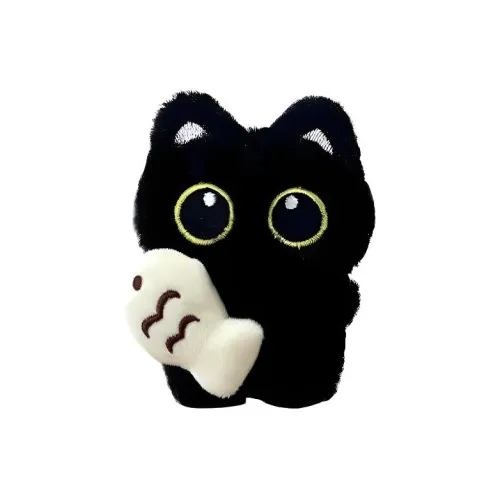 MIDUOKA Милый Adorable Большой Глаз Черный Кот Holding Рыбка Плюшевая Подвеска 10 см Длина Тела