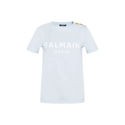 BALMAIN T-рубашка женская светло-синяя