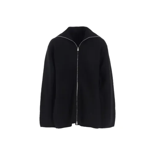 Yohji Yamamoto Femme FW25 5G3P Простой Стич 1x1 Ребро BIG Высокий Воротник ZIP Кардиган Трикотаж Женский