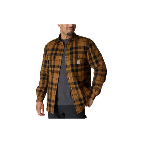Carhartt 107017 FW25 Relaxed Fit Фланелевая рубашка с подкладкой из шерпы мужская