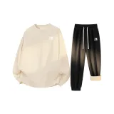 Светлый бежевый (Tang Lion Mark Логотип на груди) + Черный (Tang Lion Mark Логотип на штанах)