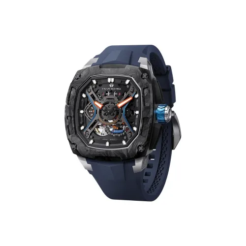 TSAR BOMBA Механический механизм Резиновый ремешок Часы Мужские часы Черный циферблат