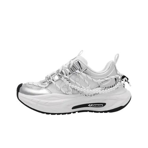 Размер CN противоскользящий устойчивый к истиранию дышащий низкий топ повседневная городская обувь для коммутирования и бега женский белый серебряный