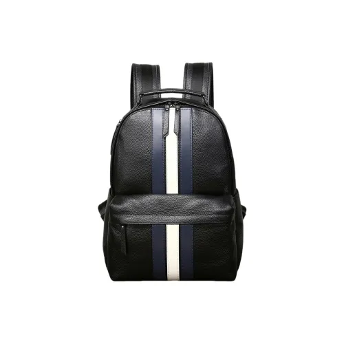 PESASRIE Рюкзак из коровьей кожи женский черный светло-коричневый