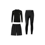 Черный стандартный комплект из трех предметов (топ с длинным рукавом + штаны + шорты)