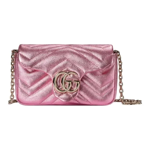 GUCCI GG Marmont Кожа Сумка через плечо Мини Женская Розовая