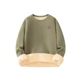 [Thickened и с флисовой подкладкой] Серый горошек зеленый (Tn Wilderness Лось Логотип на груди)