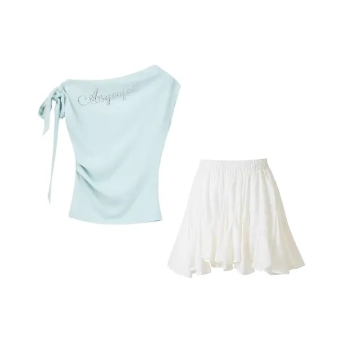 MARIE·COCO Светло-синий Топ+юбка Женские Комплекты с юбкой