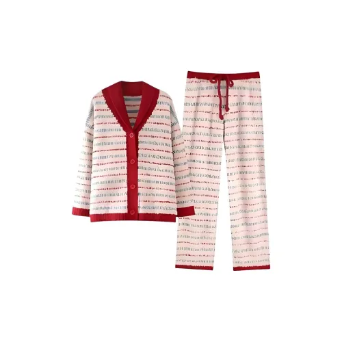 HAPG Red Stripes Women's Pajama Sets HAPG Красные Полосы Женские Пижамные Комплекты