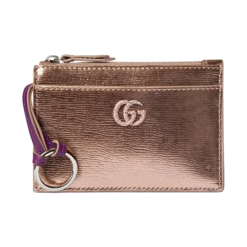 GUCCI GG Marmont Кожа Картхолдер Женские Бронза Лакированная кожа