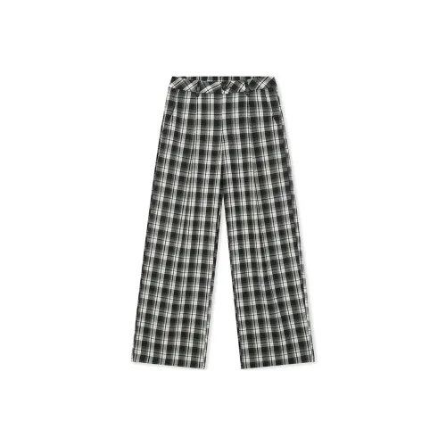 BONELESS Cut Black White Plaid Women's Casual Pants