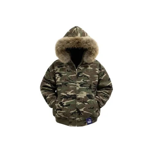 QVAV Камуфляж С капюшоном Двойная молния С флисовой подкладкой Толстовка [470 г Тяжелый вес] Унисекс Свитшоты