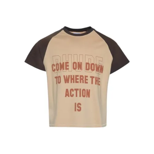 RHUDE Action Cut Off Короткий рукав реглан T-рубашка хаки T-рубашка мужская