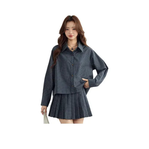 MENGXIAOQI Темно-синяя рубашка женские рубашки