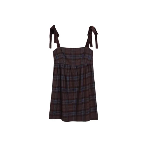 Motel Rocks Mikayla Мини Платье Бордовый And Синий Check Slip Платье Женское