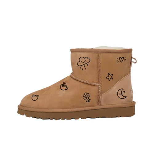 UGG CLASSIC MINI Китайский стиль с принтом 8 термозащиты устойчивые к истиранию носки Crew сноубутсы женские