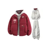 Винтажный красный + светло-серые штаны + бело-серый вереск свитшот