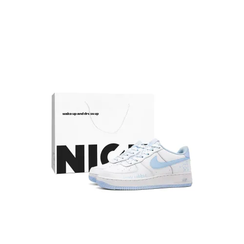 Nike Air Force 1 Azure Stars Амортизация Низкий Топ Детский Скейтбординг Белый Синий Детский