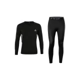 Черный комплект из двух предметов с флисовой подкладкой (длинный рукав топ + штаны)