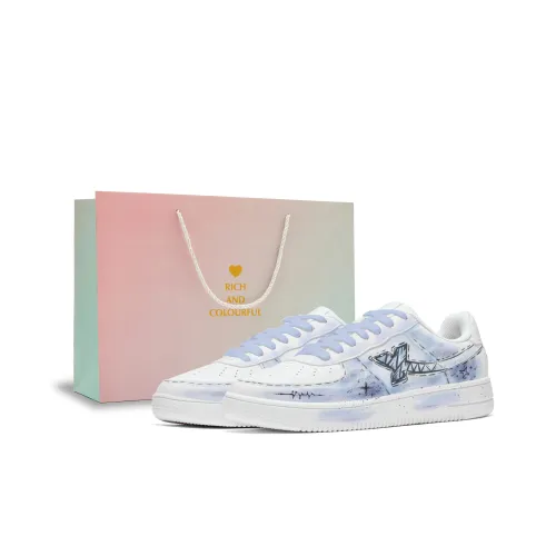 XTEP Air Force One Slip-resistant Abrasion-resistant Low Top Skateboard Shoes Women's Purple White XTEP Air Force One Противоскользящие Износостойкие Низкие Кроссовки для скейтбординга Женские Фиолетовые Белые