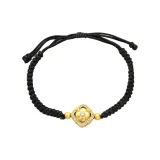 Браслет-шнурок "Богатство" с четырехлистным клевером [Черный]