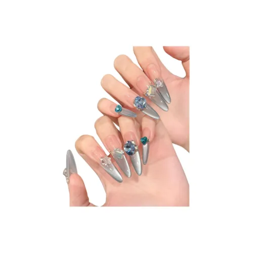 KDOW Океанский синий Французский Боковая сторона Свет Кошка's Eye Микро Pave Сверкающий Danube Исцеление False Nail