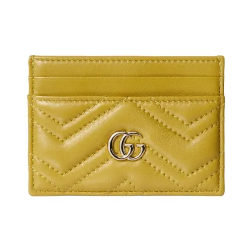 GUCCI GG Marmont Кожа Наппа Держатель для карт Женский Горчично-желтый