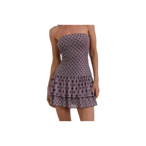 Motel Rocks Midea Бандо Платье В Полка Дот Сливовый Без рукавов Платье Женское