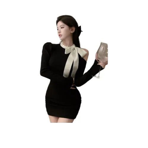 OURUOKE Длинное платье с длинными рукавами женское