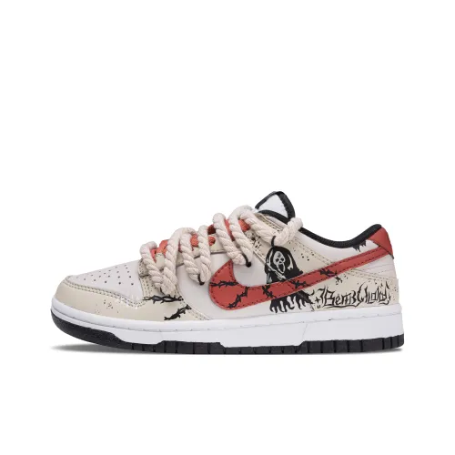 Nike Dunk Темный Скелет Низкий Топ Скейтбординг Кроссовки Мужские Бежевый Красный Черный