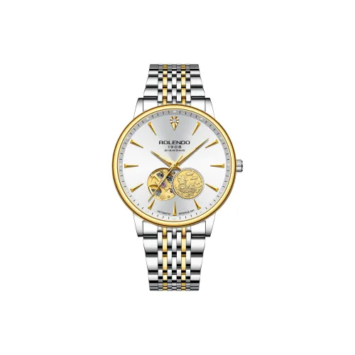 ROLENDO R Ruijin Коллекция Механический механизм Нержавеющая сталь Ремешок Часы Мужские Белый циферблат