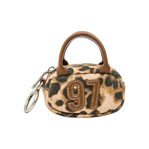 Three Blessings Ткань Charm Coin Кошелек Маленький Унисекс Леопардовый принт Яшма Деним Синий