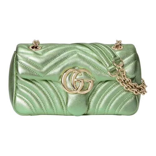 GUCCI GG Marmont Люрекс Кожа Сумка через плечо Маленькая Женская Мятно-зеленая