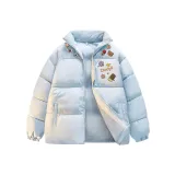 Синий хлопковый пуховик