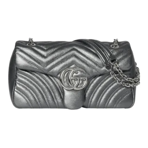 GUCCI GG Marmont Кожа Сумка через плечо Средняя Женская Темно-серая