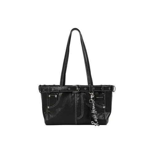 ROSA HERMOSO Масляный воск Лицевая коровья кожа Тоут Сумка Сумка на плечо Женская Черная