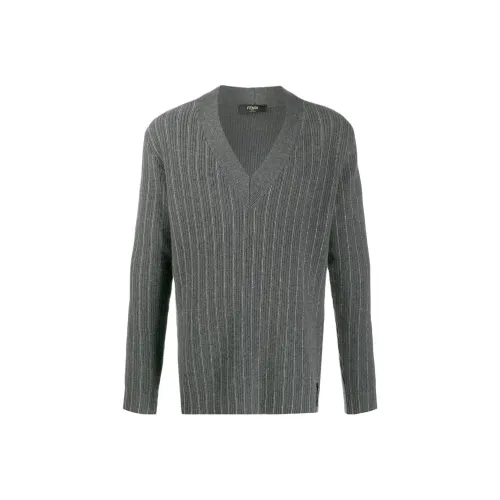 FENDI Серый Мужской Кашемировый Свитер