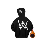 Черный флисовый подкладочный кардиган с принтом черепа