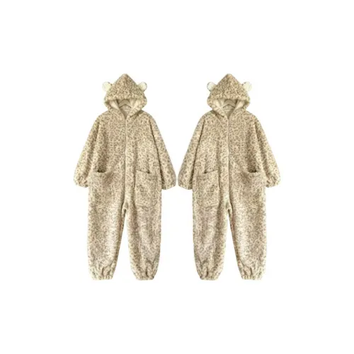 YUNPO Леопардовый принт Парный Двухкомпонентный комплект Унисекс Домашние комбинезоны