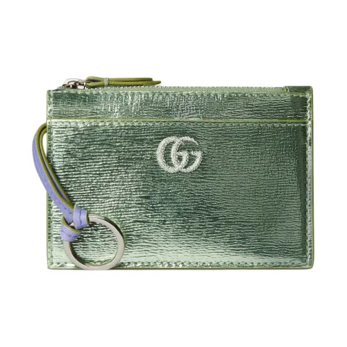 GUCCI GG Marmont Кожа Картхолдер Женские Светло-зеленый Лакированная кожа