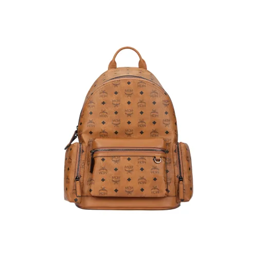 MCM Visetos Покрытый холст с кожаными вставками Рюкзак Женские Коньячный бренди