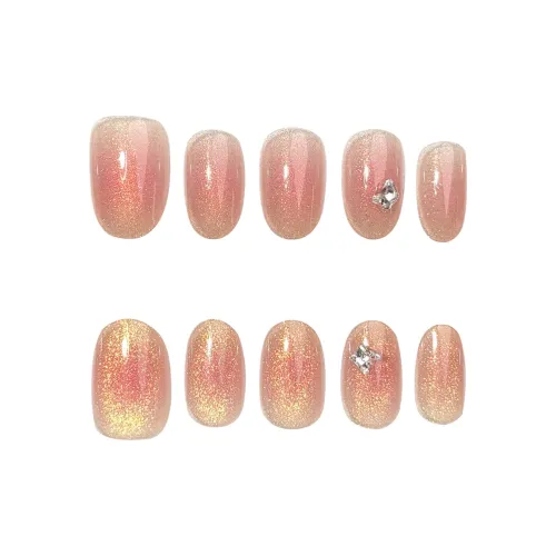 BDQC Грейпфрут Burst Бусины с Rhinestones False Nail Овал Желтый Румяна Stain Мелкие блестки