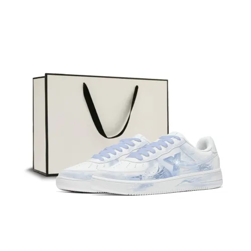 XTEP Air Force One Slip-resistant Abrasion-resistant Low Top Skateboard Shoes Women's Blue White XTEP Air Force One Противоскользящие Устойчивые к истиранию Низкие Кеды для скейтбординга Женские Синие Белые
