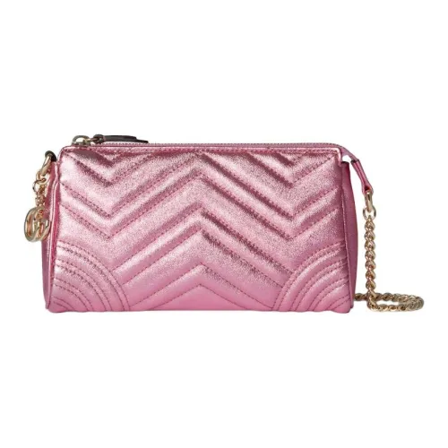 GUCCI GG Marmont Кожа Плечевая Сумка Маленькая Женская Розовая