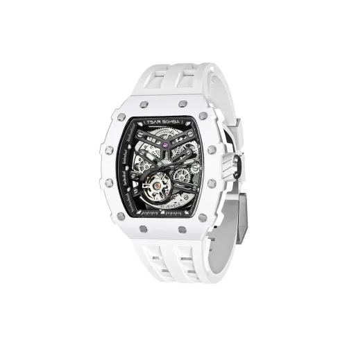 TSAR BOMBA Механическое устройство силиконовый ремешок мужские часы циферблат с открытым механизмом