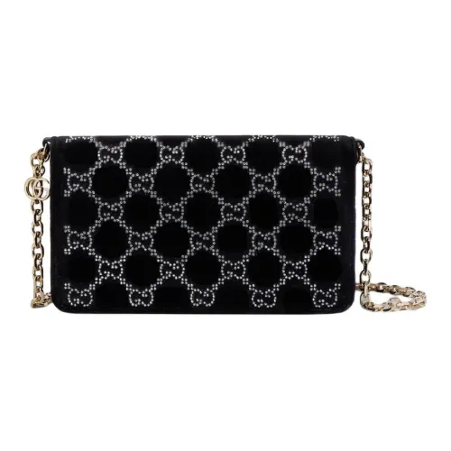 GUCCI Вельвет Кошелек Сумка через плечо Женская Черная