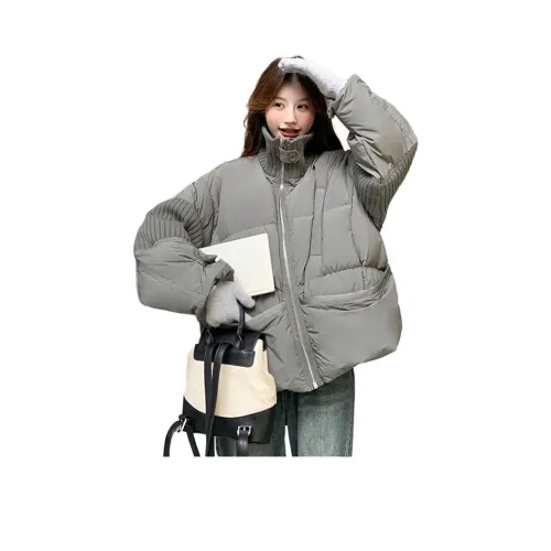 DEDY Серый Зеленый Женский Пуховик