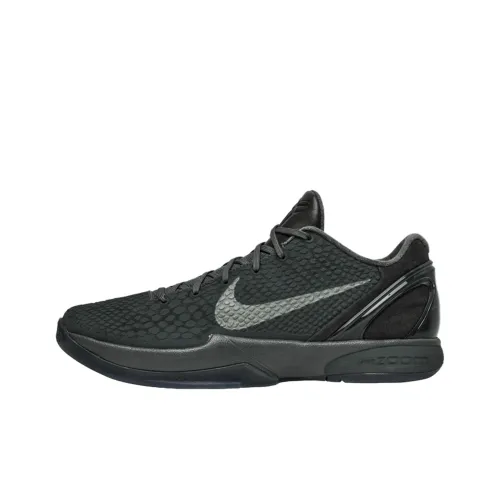 Nike Zoom Kobe 6 Устойчивые к истиранию Низкие Баскетбольные кроссовки Мужские Черные Серебряные