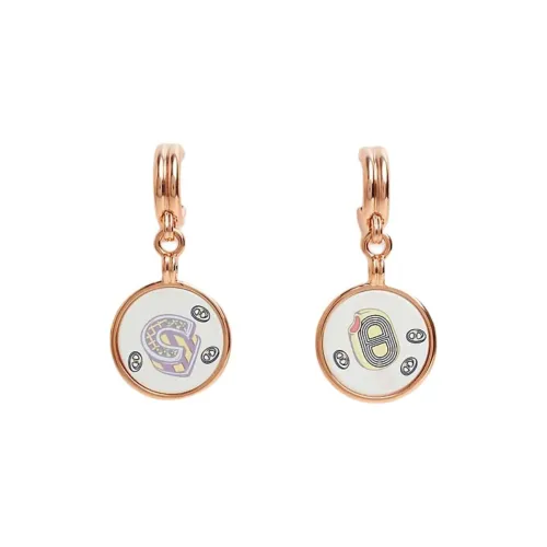 HERMES Эмаль Серьги Женские Розовое Золото