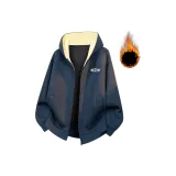 Темно-синий, синий [с флисовой подкладкой, съемный бренд, брошь]